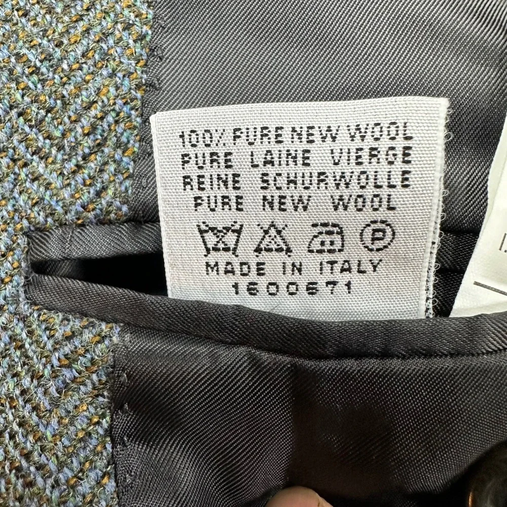 Canali Proposta Mens 52 L Grey Blue Wool Herringbone Blazer Sport Coat Italy